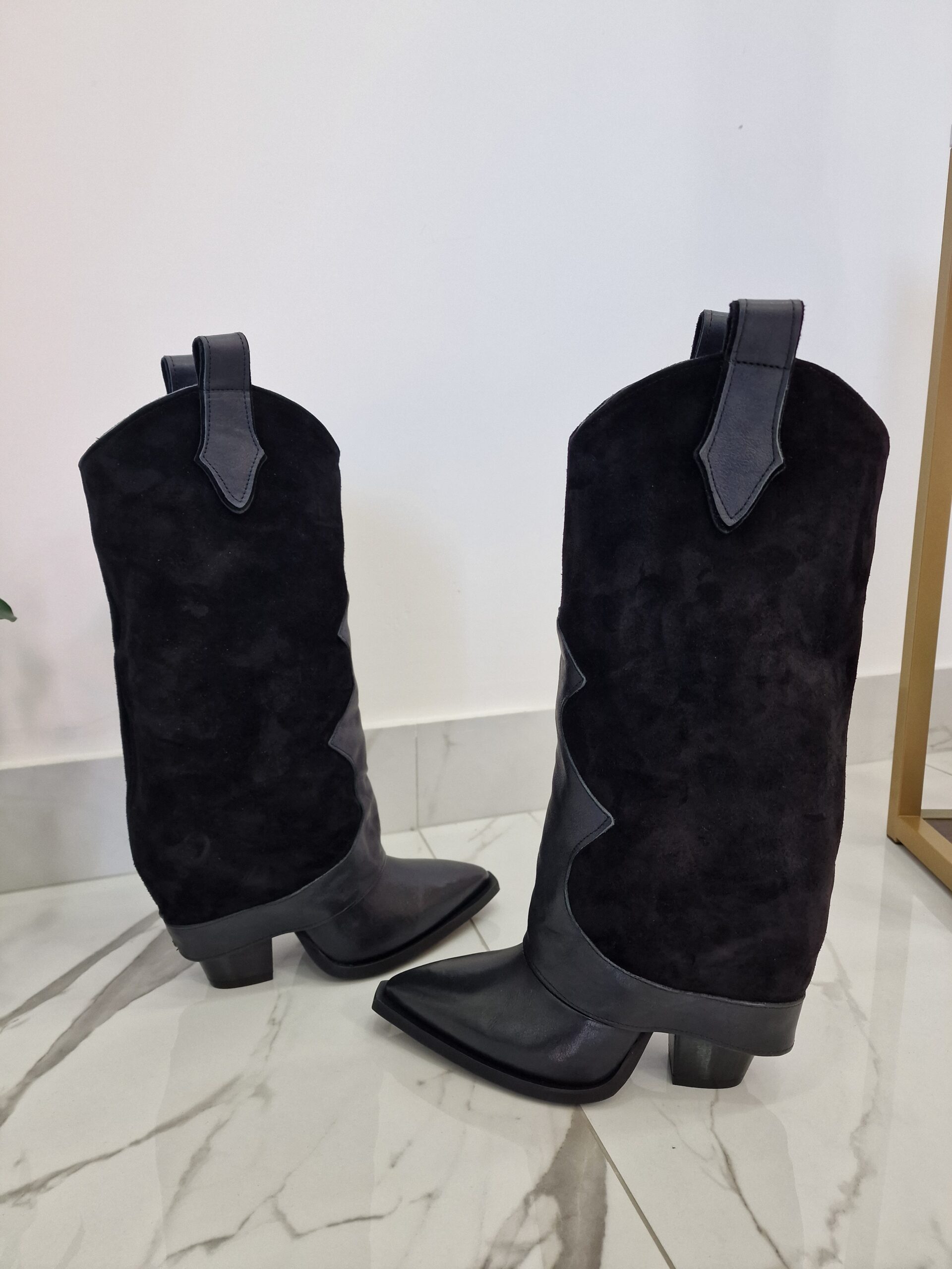 Stivali lunghi neri camoscio clearance