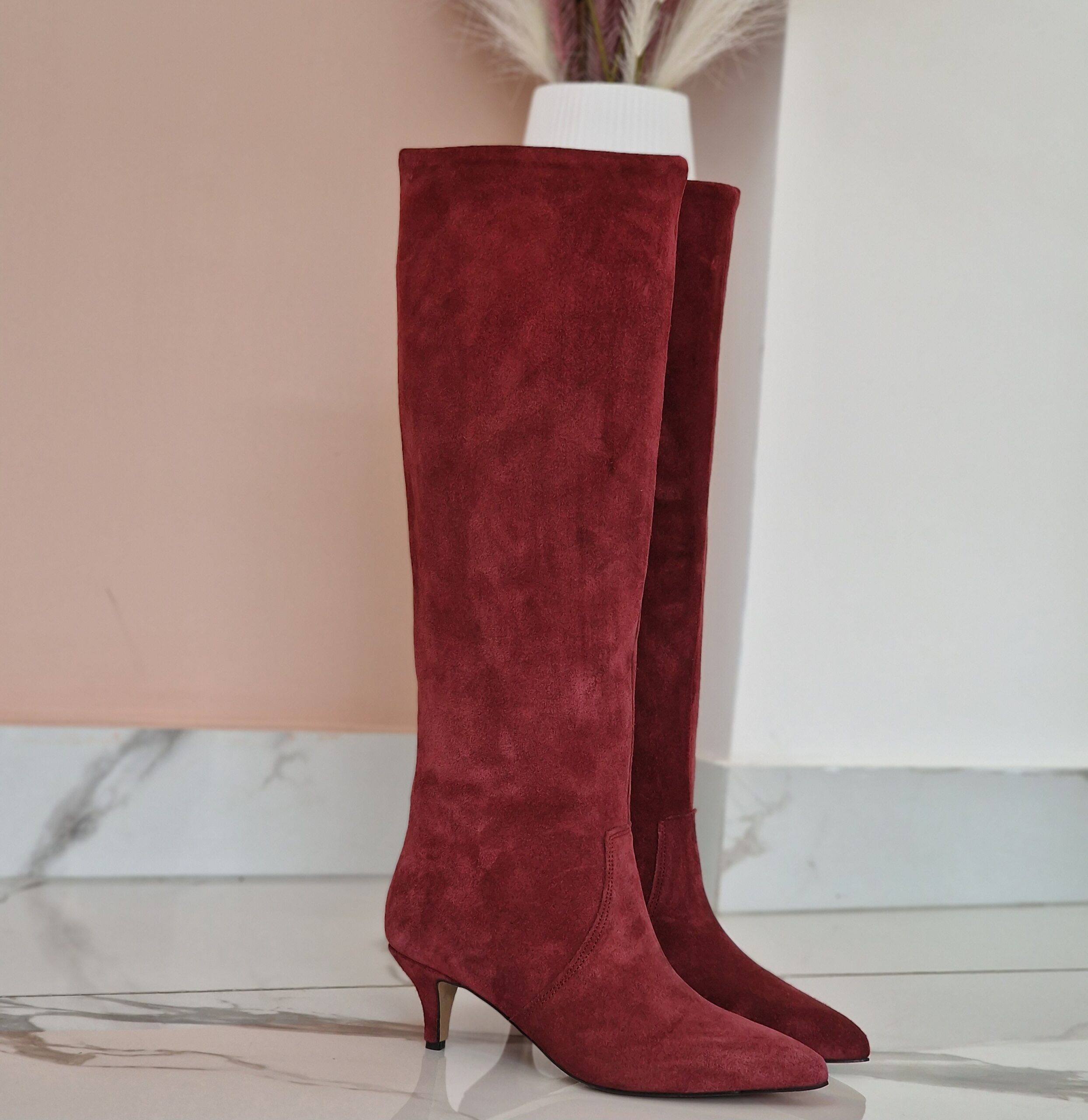Stivale lungo camoscio outlet