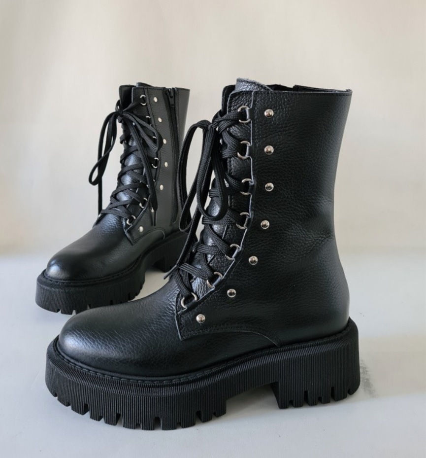 Anfibi platform vera pelle sale